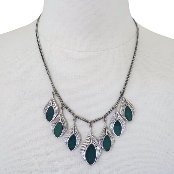 LUCKY BRAND Peacock feather statement necklace - Picture 1 of 5